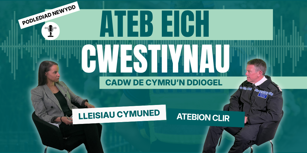 Ateb eich cwestiynau. Podcast newydd. Llun o Comisiynydd a prif gwnstabl.