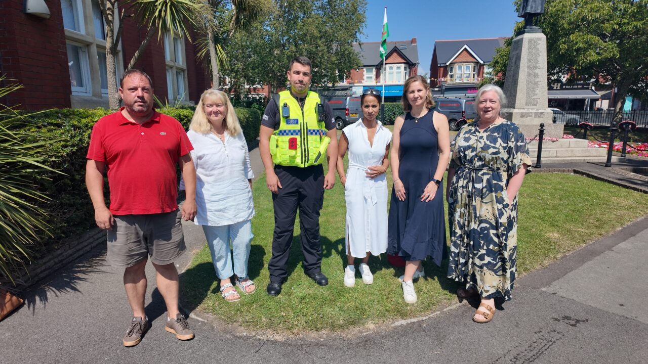 Picture of Police & Crime Commissioner, Emma Wools, with local Councillors, MP and Local Inspector in Whitchurch